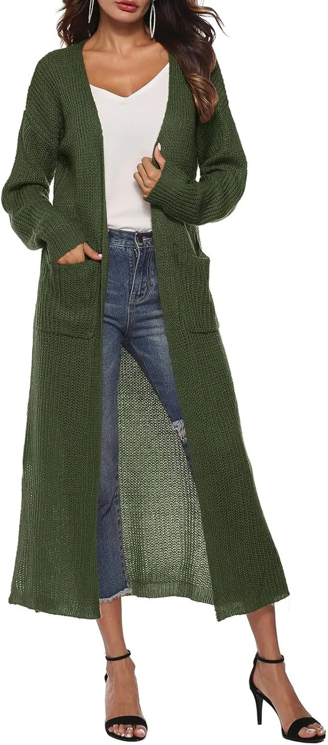 Oversized Cardigans for Women Long Sleeve Knitted Solid Open Front Lightweight Cardigan Sweaters 2024 Fall Winter