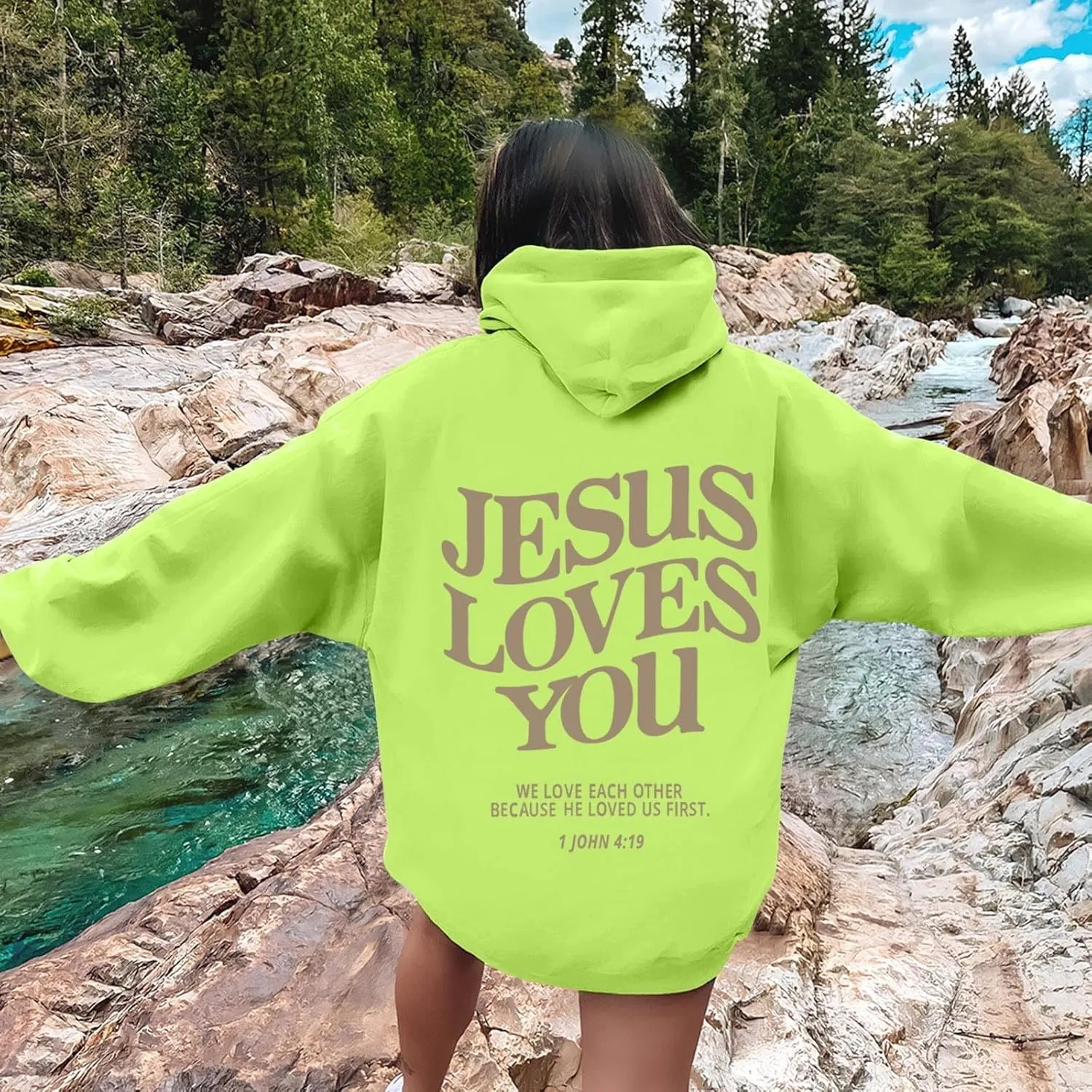 Oversized Hoodie for Women Thankful Grateful Blessed Letter Printede Hooded Hoodies Causal Sweatshirts with Pocket Pullover