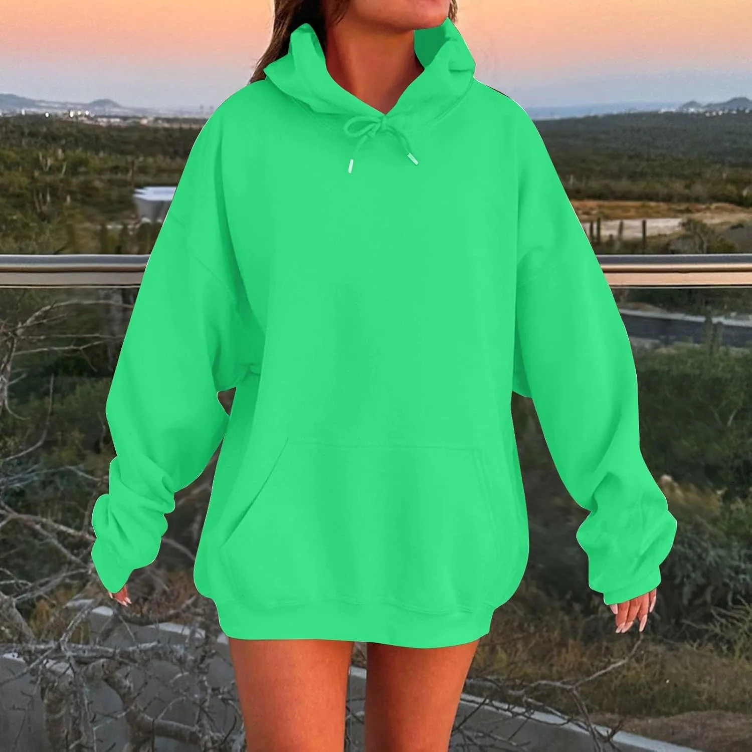 Oversized Hoodies for Women Loose Fit Drop Shoulder Fleece Pullover Sweatshirts Winter Warm Plus Size Hoodie w/Pockets