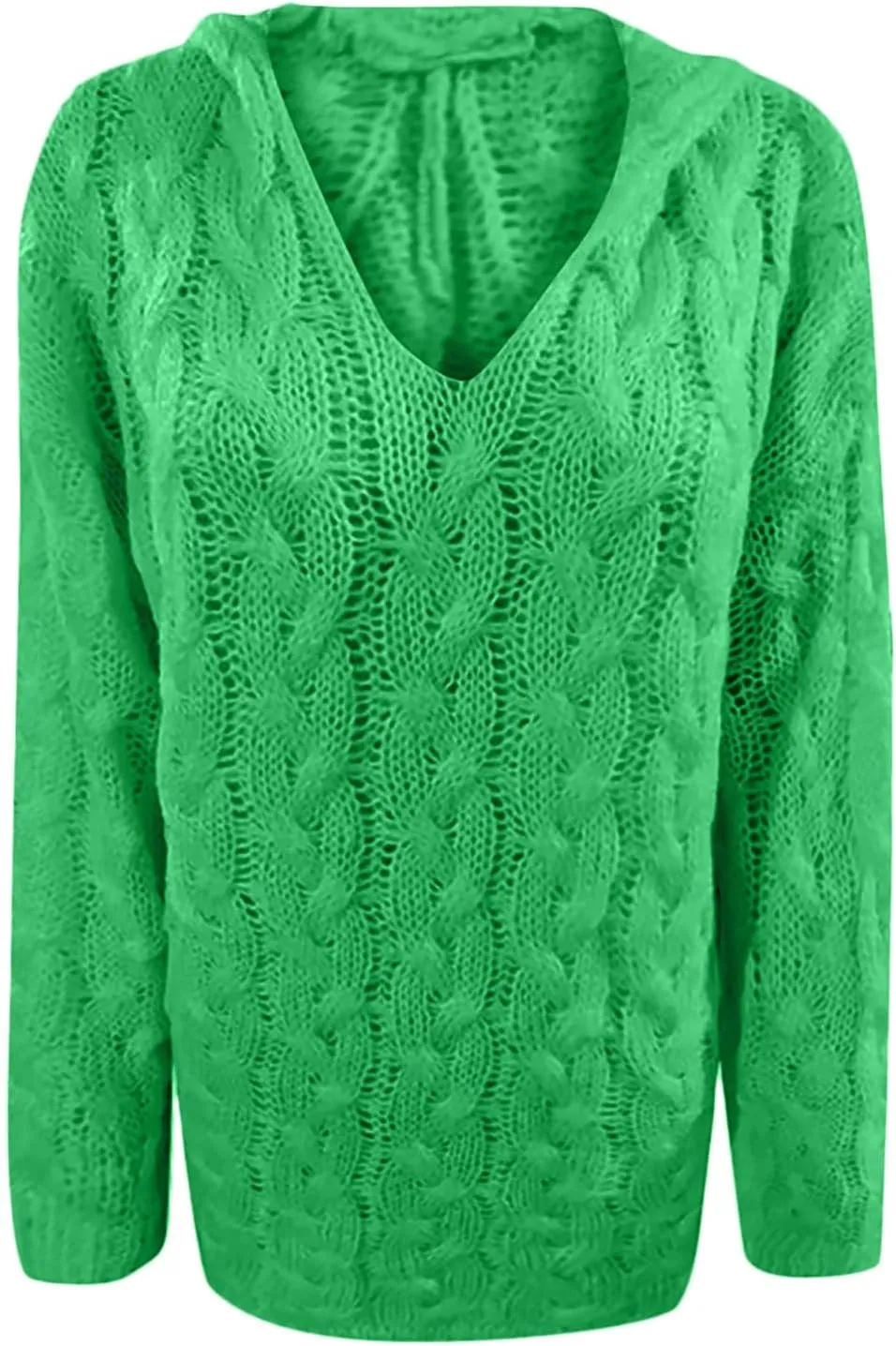 Oversized Sweater for Women, Plus Size Fashion Solid Cable Knit Sweater Hoodie Casual Crewneck Long Sleeve Shirt Top