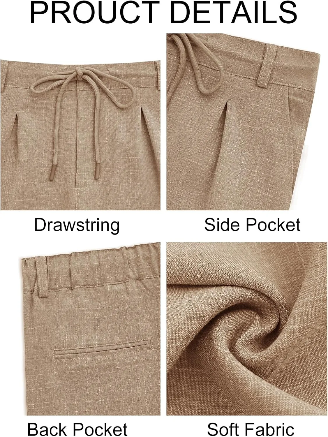 PASLTER Mens Casual Pants Drawstring Elastic Waist Loose Fit Lightweight Tapered Chino Pants
