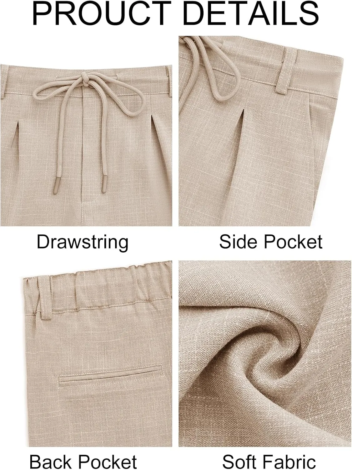PASLTER Mens Casual Pants Drawstring Elastic Waist Loose Fit Lightweight Tapered Chino Pants