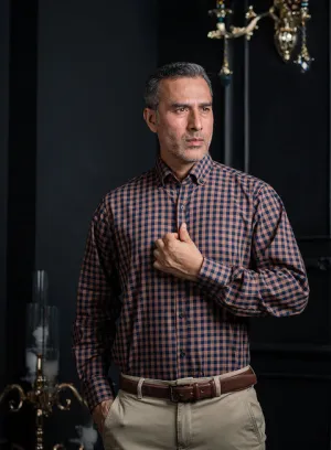 Peach and Blue Square Shirt for Men