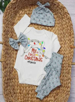 Personalized baby christmas outfit onesies set baby first christmas onesies bodysuit set snowman