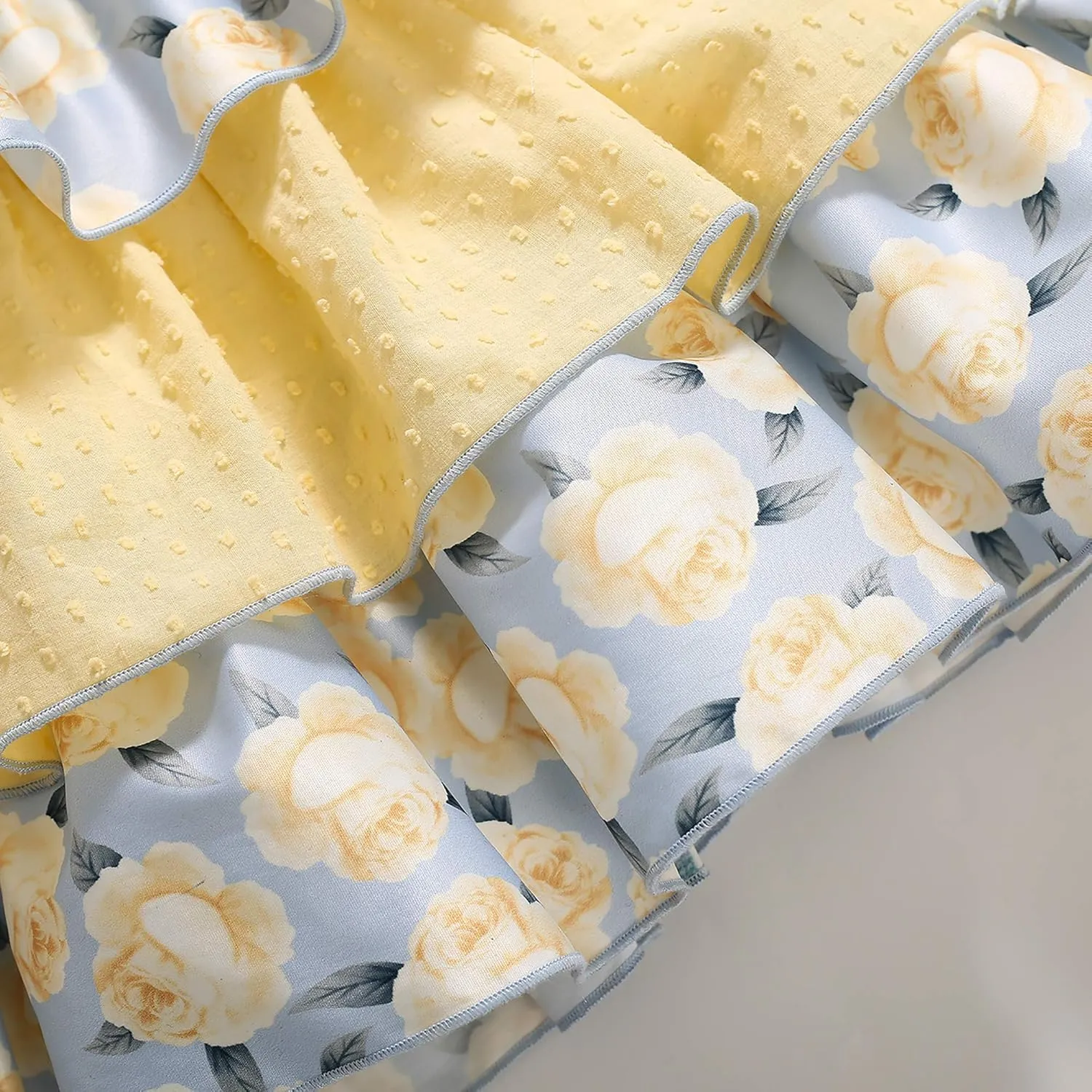 Pettigirl Girl Summer Yellow Vintage Ceremony Floral Clothing Outfit Toddler Kid Ruffle Cute Party Dresses