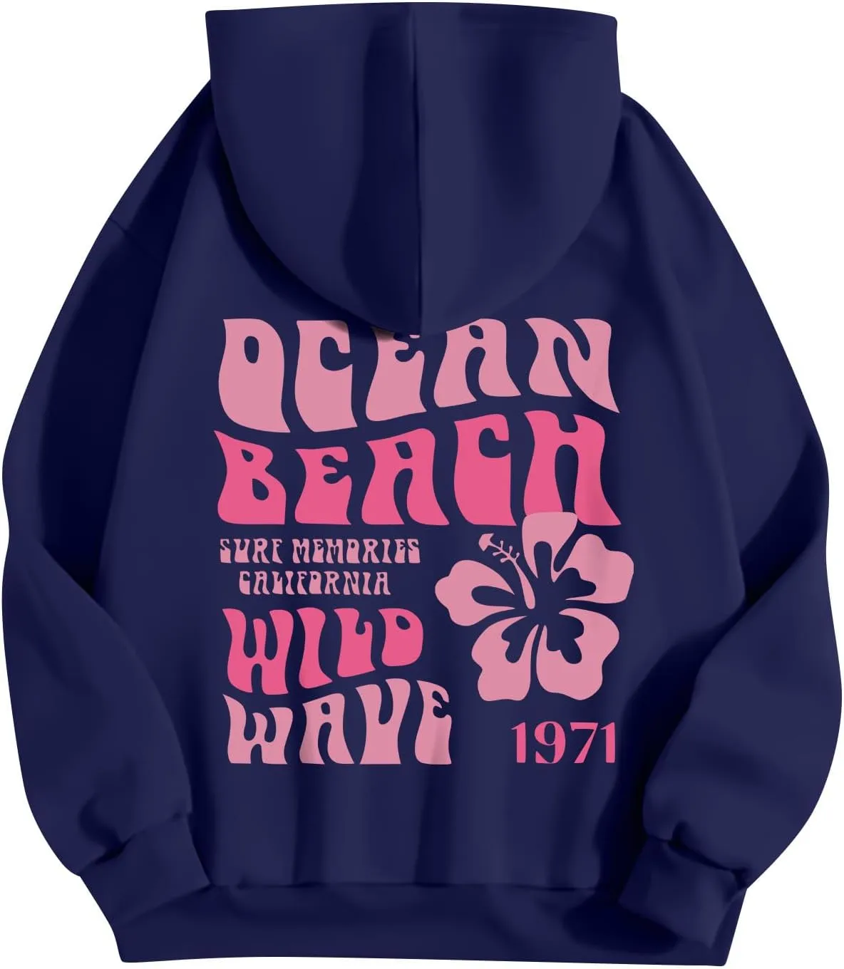 Pink Palm Puff Preppy Sweatshirt Women Long Sleeve Cute Oversized Hoodie Pullover With Pockets