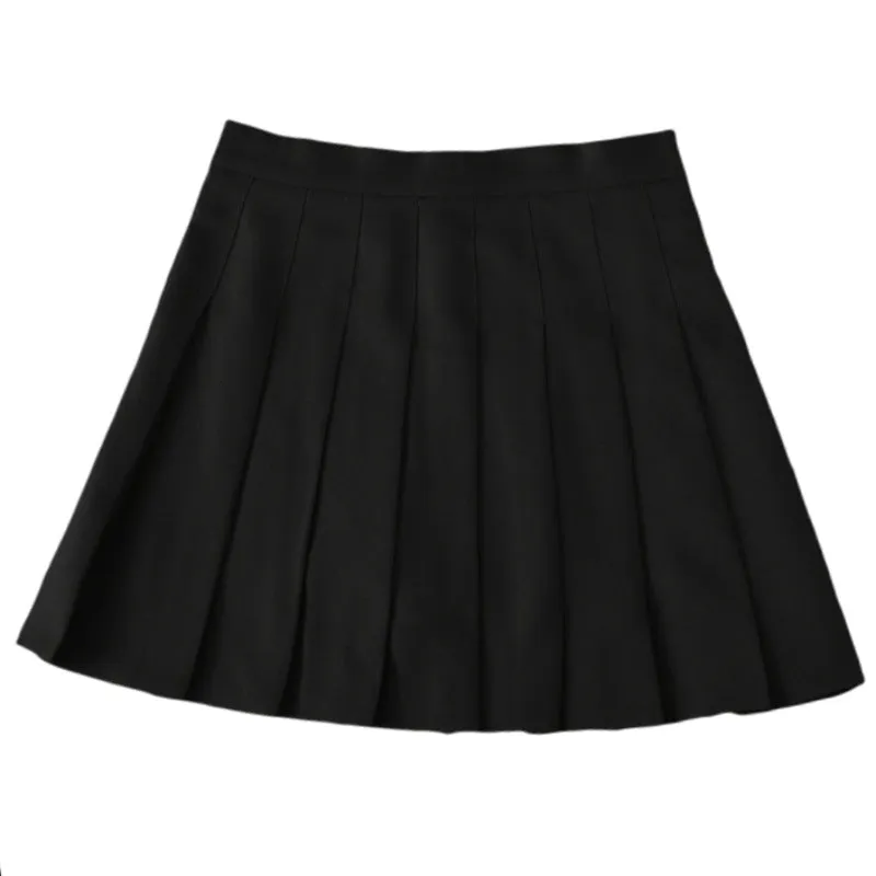 Pleated Black White High Waist A-Line College Skorts Skirt