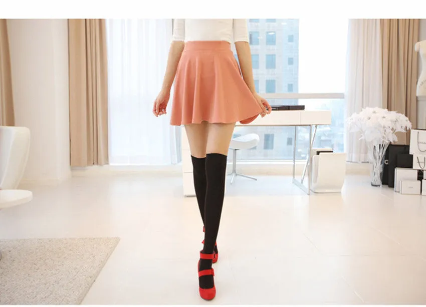 Plus Size Anti-Exposed Women Pleated Flare Skorts