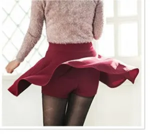 Plus Size Anti-Exposed Women Pleated Flare Skorts