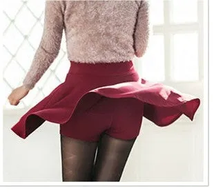 Plus Size Anti-Exposed Women Pleated Flare Skorts