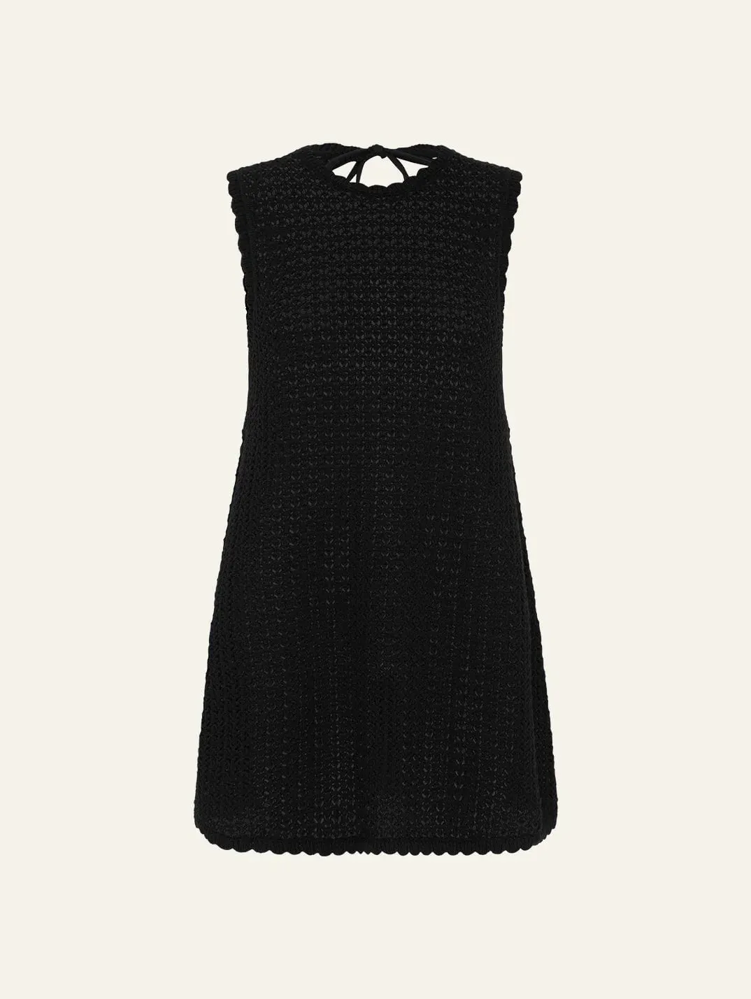 Pointelle Shift Mini Dress - Noir