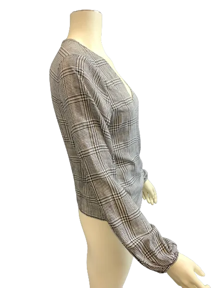 Polly & Esther Juniors Printed Surplice Wrap Top,Size Large