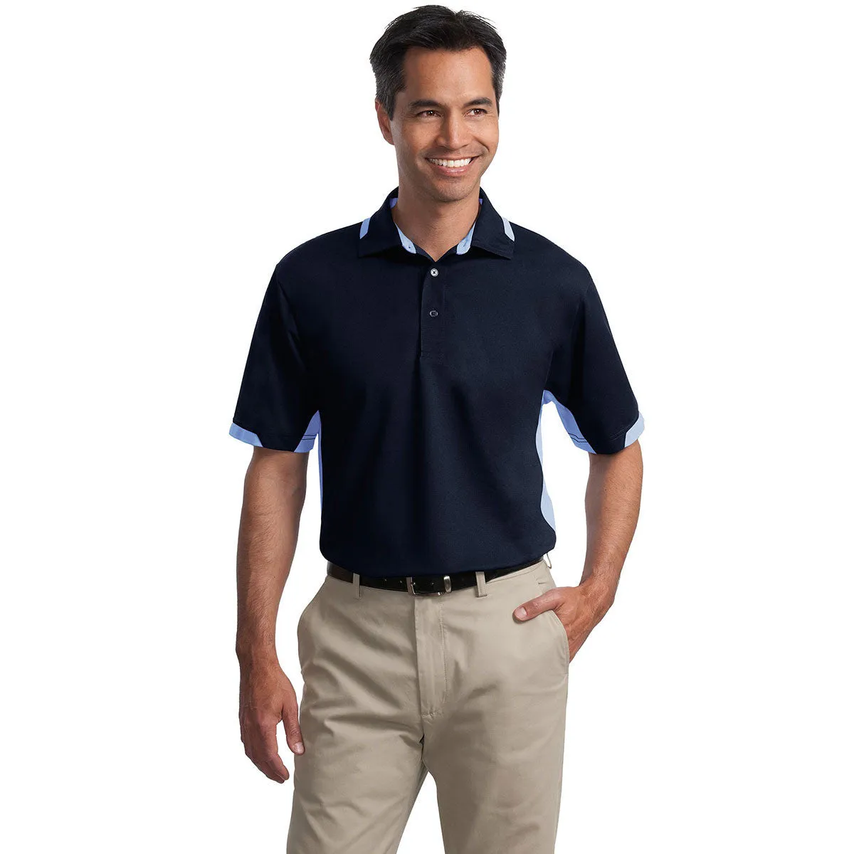 Port Authority Men's Navy/Blue Lake Tall Dry Zone Colorblock Ottoman Polo