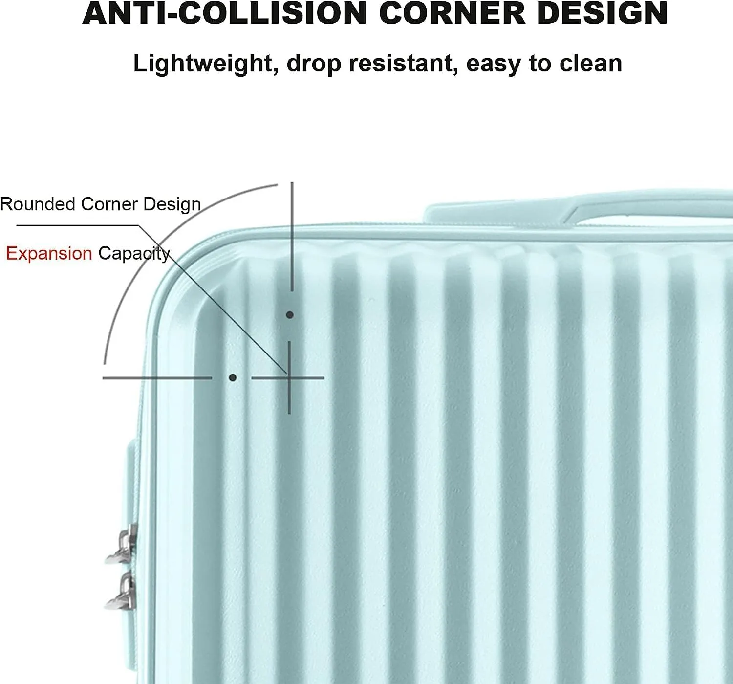 Portable Suitcase Large Capacity Carry On Luggage Pc Hard Shell Suitcases With Wheels Wet And Dry Separation Pocket Lightweight Luggage Smooth to use (Skyblue 22inch)