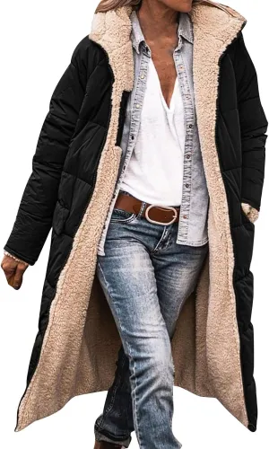Prime 2024 Today Deals Womens Fall Jacket Long Womens Down Jacket Puffer Coat with Hood Women Parka Coats Warm Women Coats Winter Winter Womens Coats and Jackets Black-d