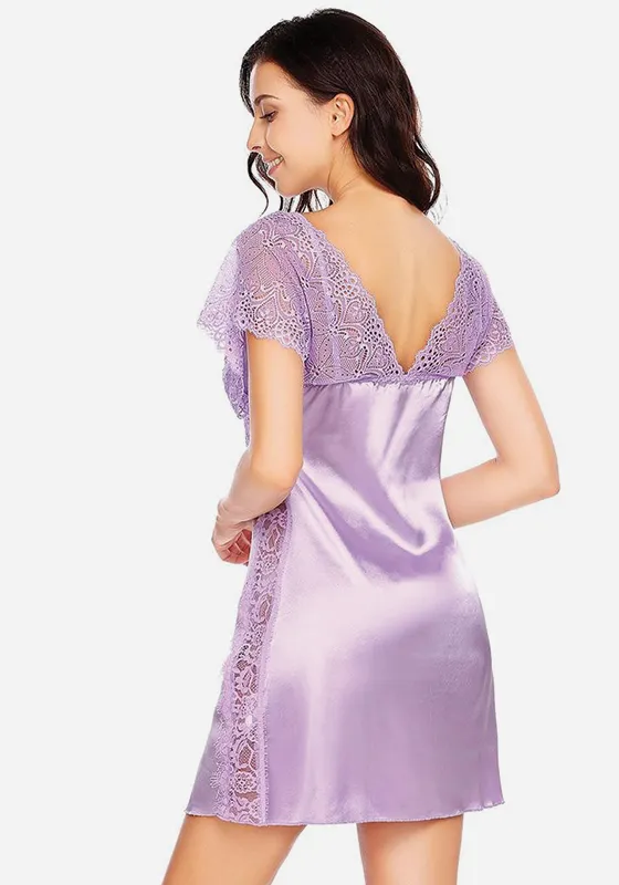 Pruce V-neck Lace Nightgown