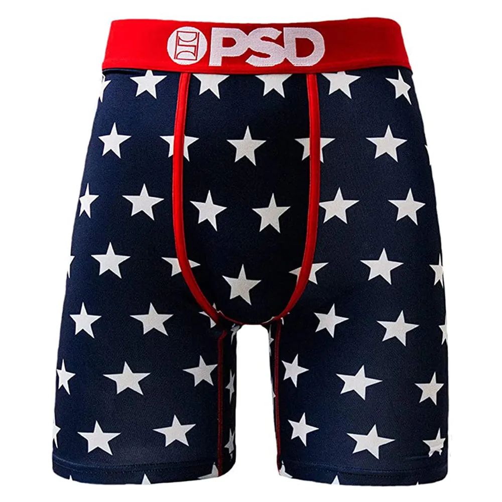 PSD Men's Navy Star Spangle Allover Print Boxer Briefs Underwear - E71421003-NVY