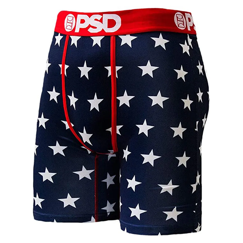 PSD Men's Navy Star Spangle Allover Print Boxer Briefs Underwear - E71421003-NVY