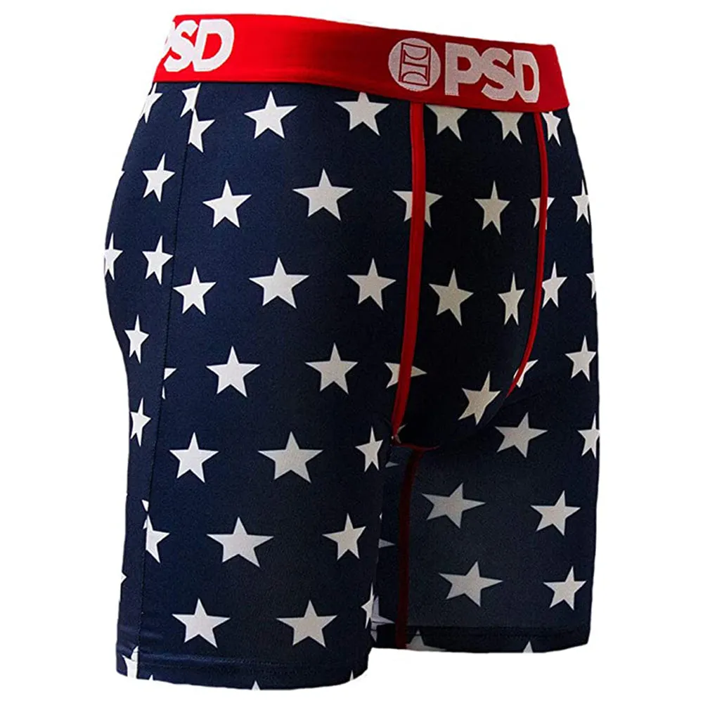 PSD Men's Navy Star Spangle Allover Print Boxer Briefs Underwear - E71421003-NVY