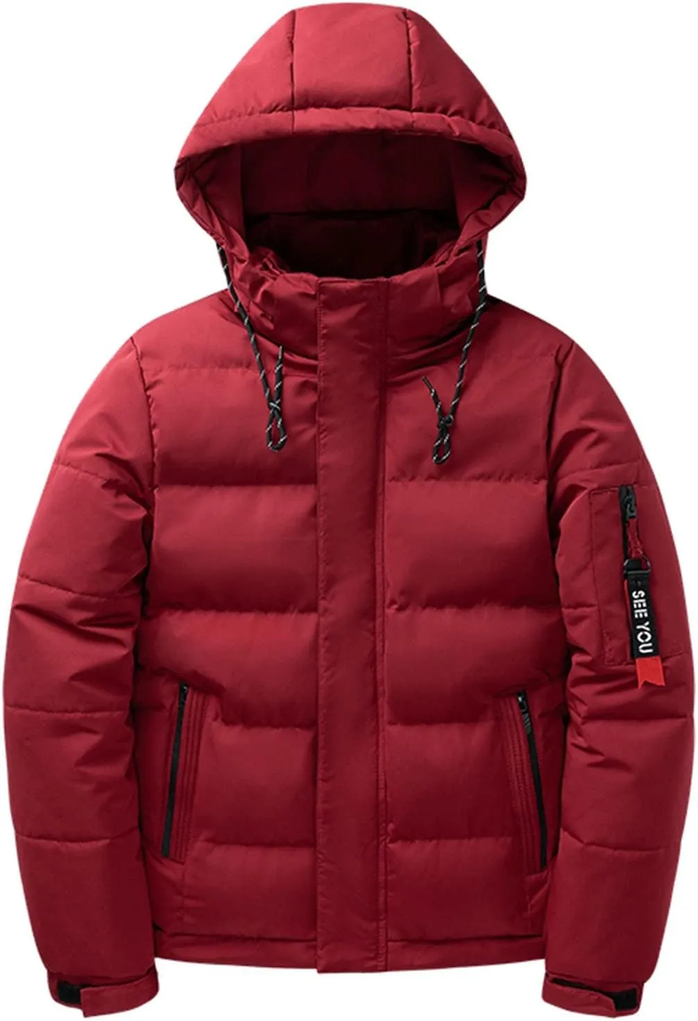 Puffer Jacket Men Waterproof Lightweight Thermal Thicken Puffer Coat Relaxed Fit Outdoor Down Jacket with Pockets