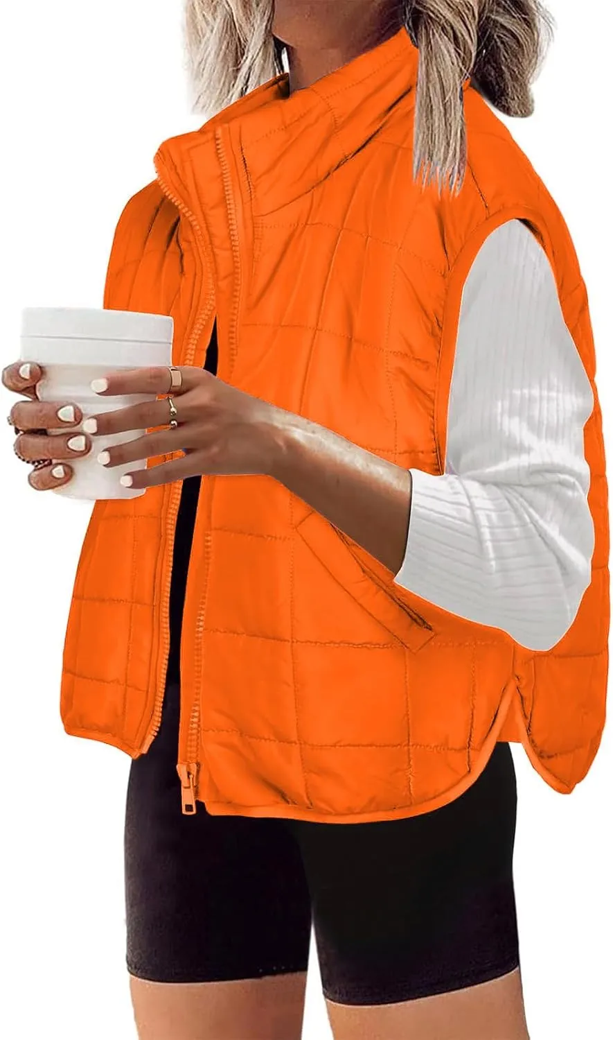 Puffer Jacket Vests for Women Winter Coats Quilted Down Jacket Lightweight Padded Vest Warm Winter Clothes