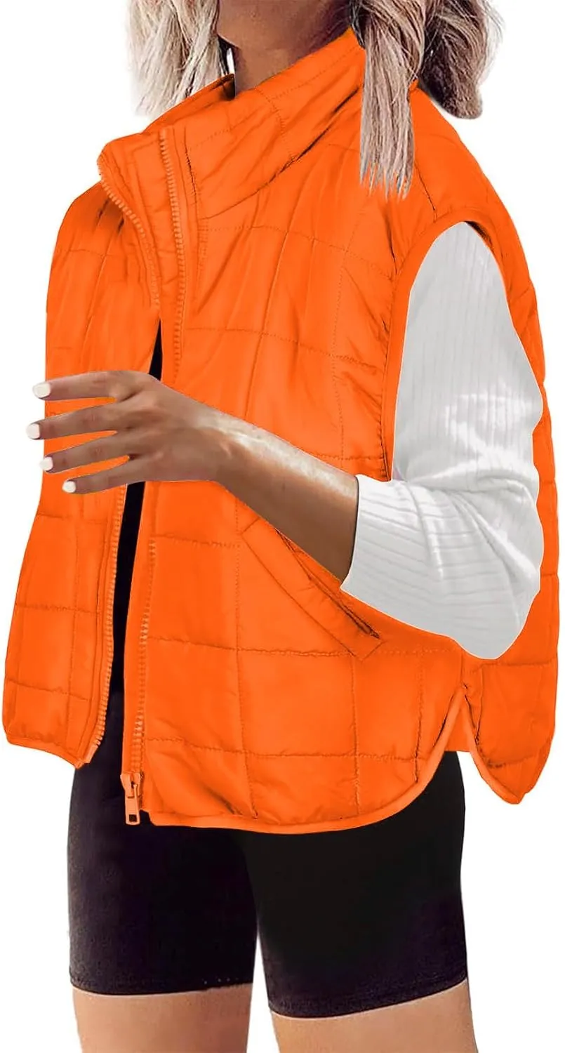 Puffer Jacket Vests for Women Winter Coats Quilted Down Jacket Lightweight Padded Vest Warm Winter Clothes