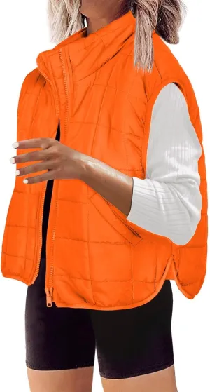 Puffer Jacket Vests for Women Winter Coats Quilted Down Jacket Lightweight Padded Vest Warm Winter Clothes