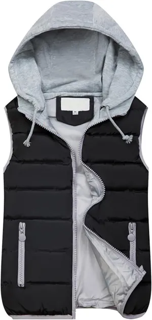 Puffer Vest Women Zip Up Quilted Padded Winter Sleeveless Hooded Vest Gilet Warm Jacket Womens Vests Outerwear