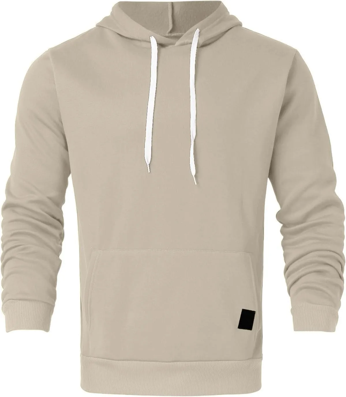Pullover Hoodies for Men Solid Long Sleeve Drawstring Hooded Sweatshirt Trendy 2025 New Hoodies with Pockets