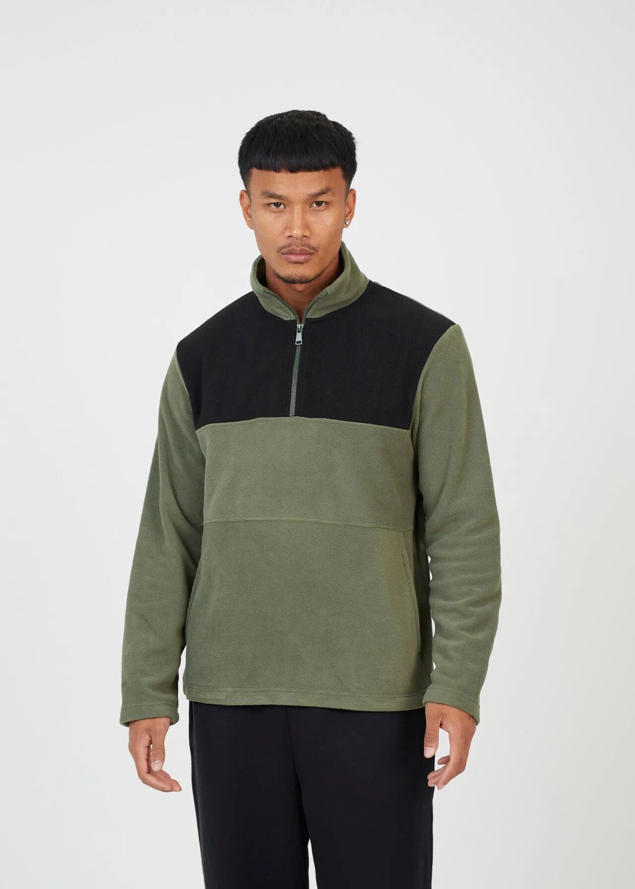 QUARTER ZIP FUNNEL NECK COLOURBLOCK FLEECE