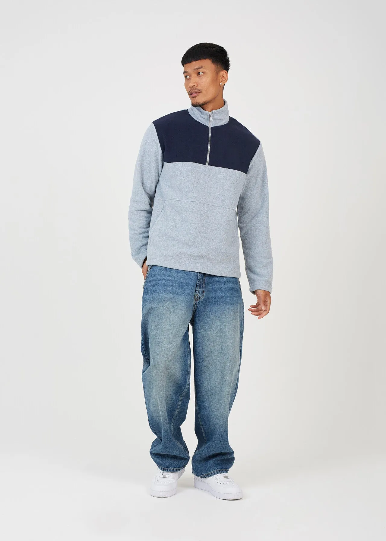 QUARTER ZIP FUNNEL NECK COLOURBLOCK FLEECE