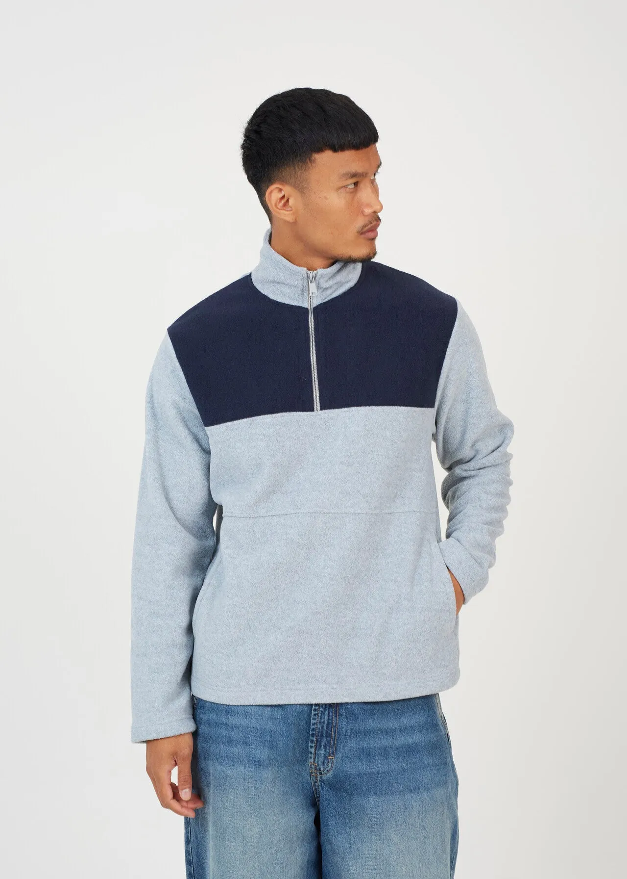 QUARTER ZIP FUNNEL NECK COLOURBLOCK FLEECE