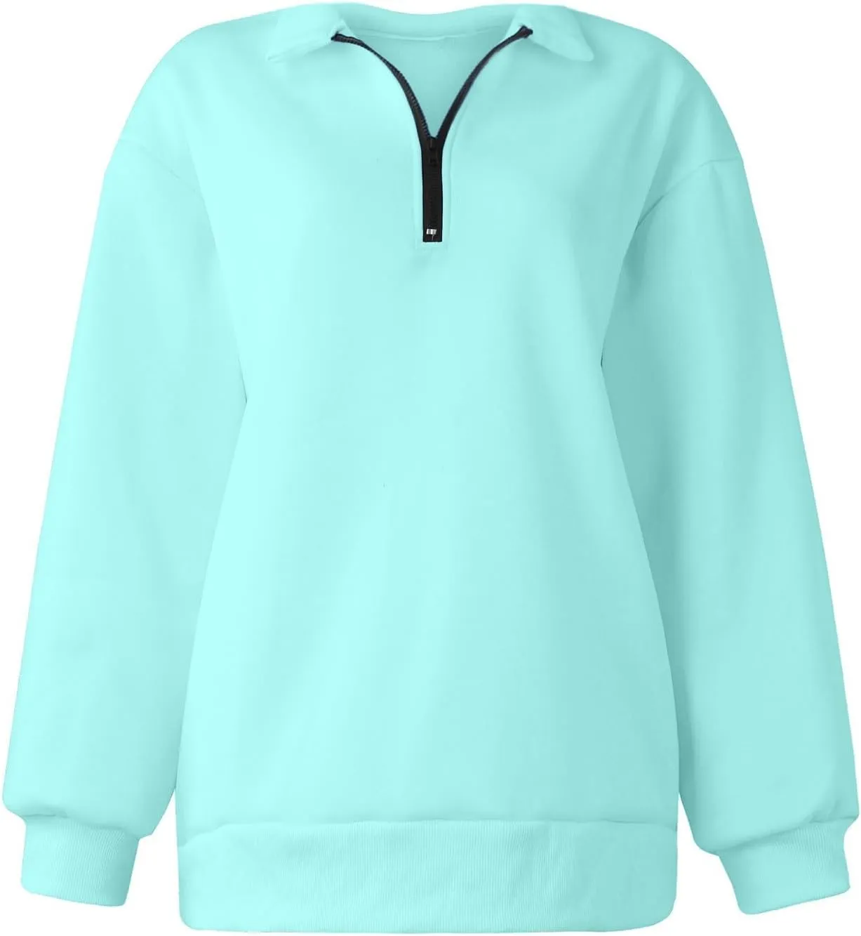 Quarter Zip Sweatshirt Women Oversized Zip Up Hoodie 1/4 Zip Fleece Pullover Long Sleeve Sweater Preppy Sweatshirts