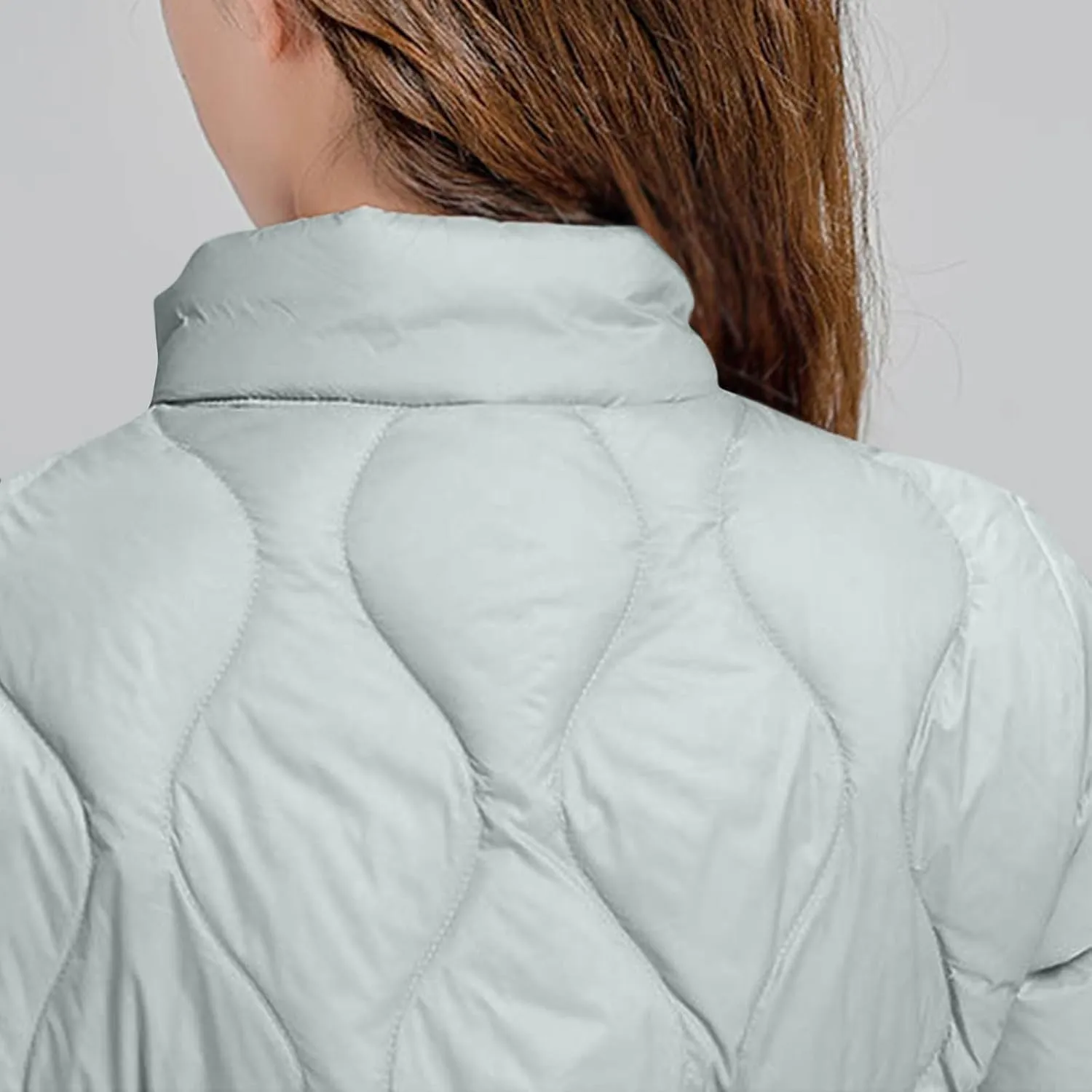 Quilted Lightweight Jackets for Women Plus Size Short Puffer Coats Stand Collar Zipper Down Jacket for Fall Winter