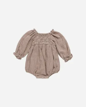 Quincy Mae - Eden Romper (Plum Gingham)