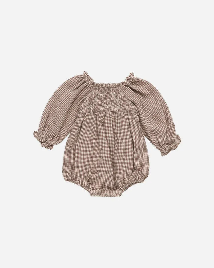 Quincy Mae - Eden Romper (Plum Gingham)