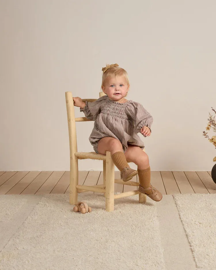 Quincy Mae - Eden Romper (Plum Gingham)