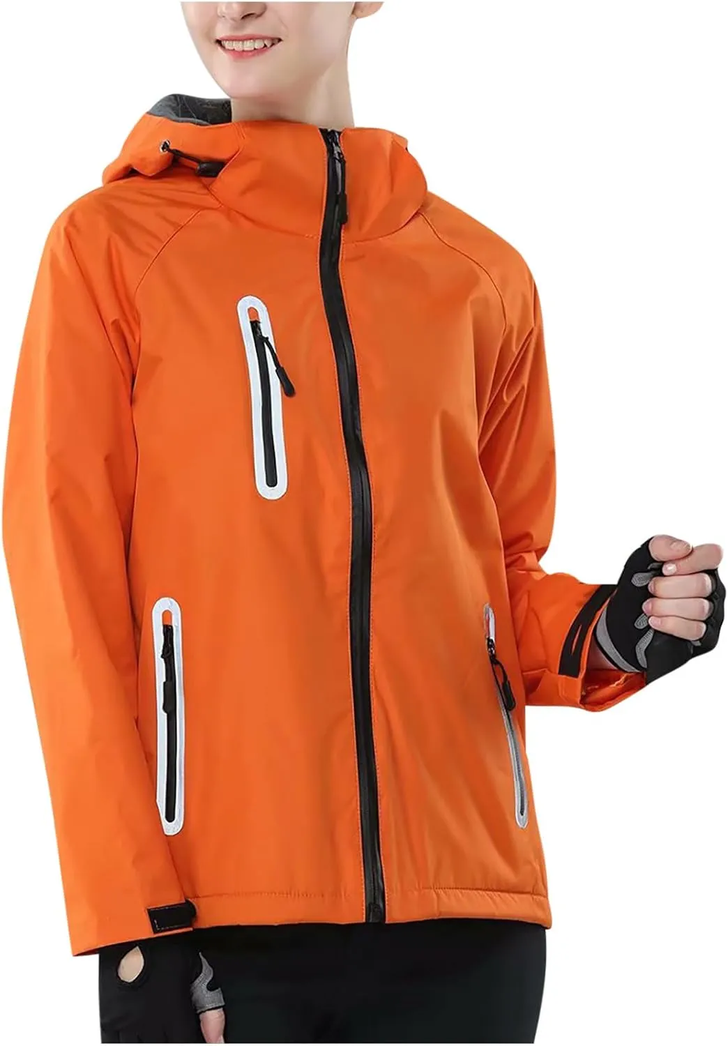 Rain Jacket Men Women Waterproof with Detachable Hood Snow Coats Ski Jackets Outdoor Warm Windbreaker with Pockets
