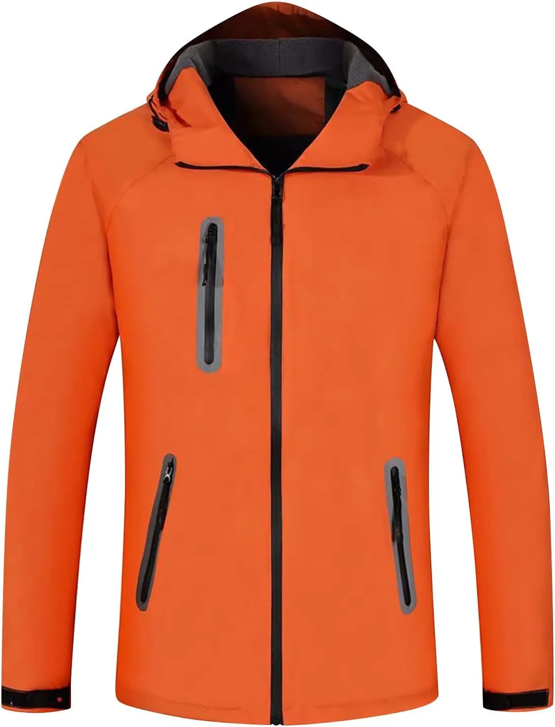 Rain Jacket Men Women Waterproof with Detachable Hood Snow Coats Ski Jackets Outdoor Warm Windbreaker with Pockets