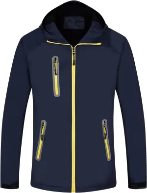 Rain Jacket Men Women Waterproof with Detachable Hood Snow Coats Ski Jackets Outdoor Warm Windbreaker with Pockets