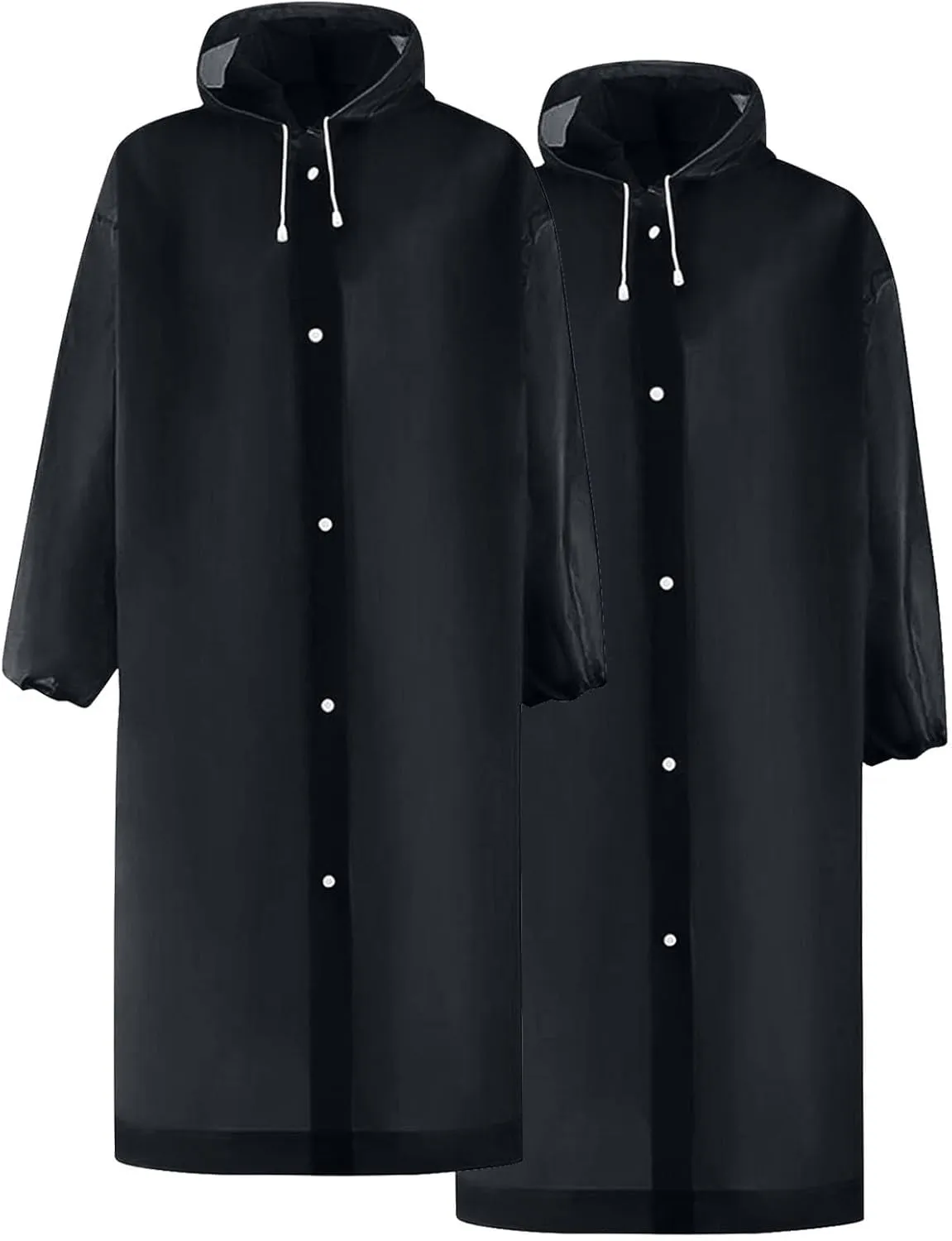 Rain Ponchos for Adults Reusable 2 Pack Lightweight Hooded Raincoat Casual Drawstring Waterproof Rain Jacket