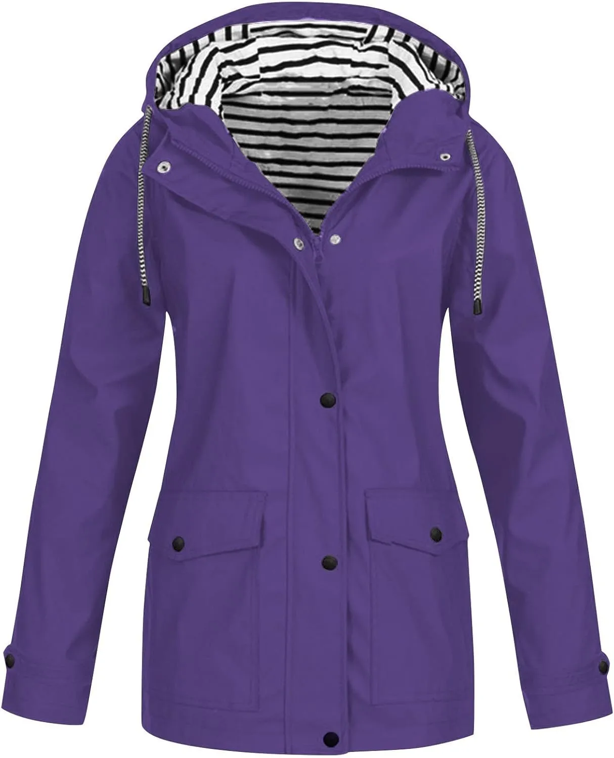Raincoat Hoodie for Women Lightweight Hooded Jacket Solid Winter Jacket Outdoor Raincoat Windproof