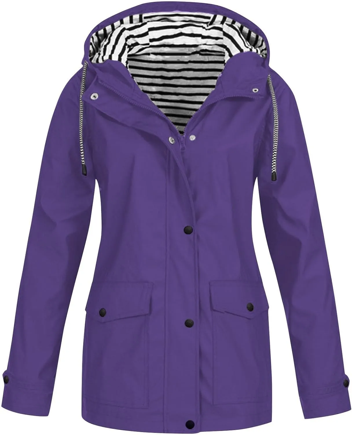Raincoat Hoodie for Women Lightweight Hooded Jacket Solid Winter Jacket Outdoor Raincoat Windproof