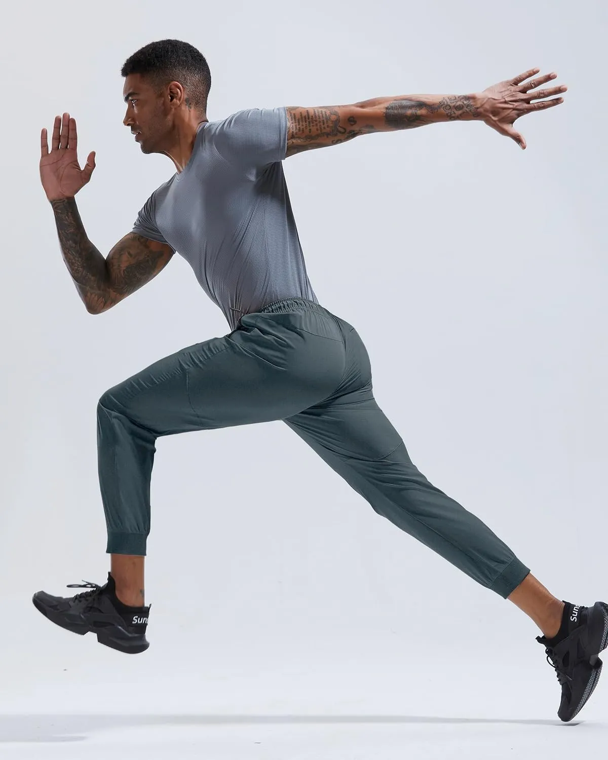 Rapoo Men's Lightweight Joggers Pants Quick Dry Workout Track Running Gym Athletic Pants with 3 Zipper Pockets