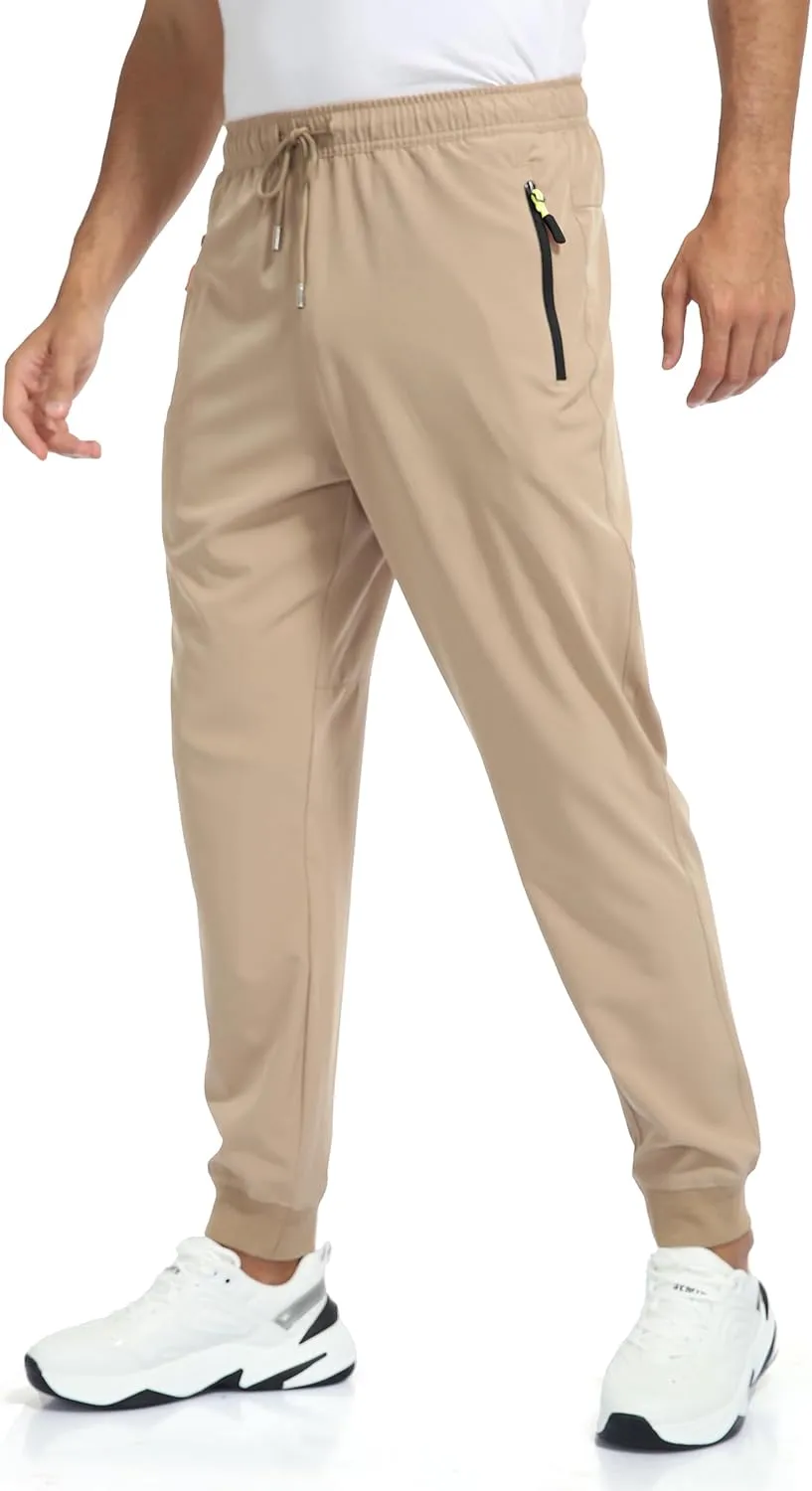 Rapoo Men's Lightweight Joggers Pants Quick Dry Workout Track Running Gym Athletic Pants with 3 Zipper Pockets