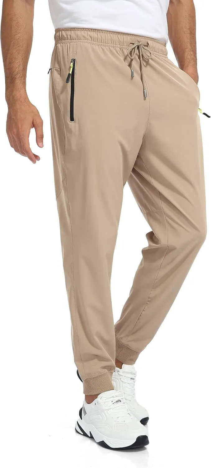 Rapoo Men's Lightweight Joggers Pants Quick Dry Workout Track Running Gym Athletic Pants with 3 Zipper Pockets