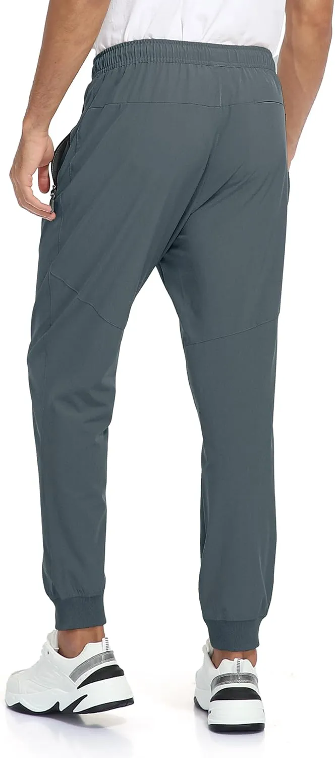 Rapoo Men's Lightweight Joggers Pants Quick Dry Workout Track Running Gym Athletic Pants with 3 Zipper Pockets