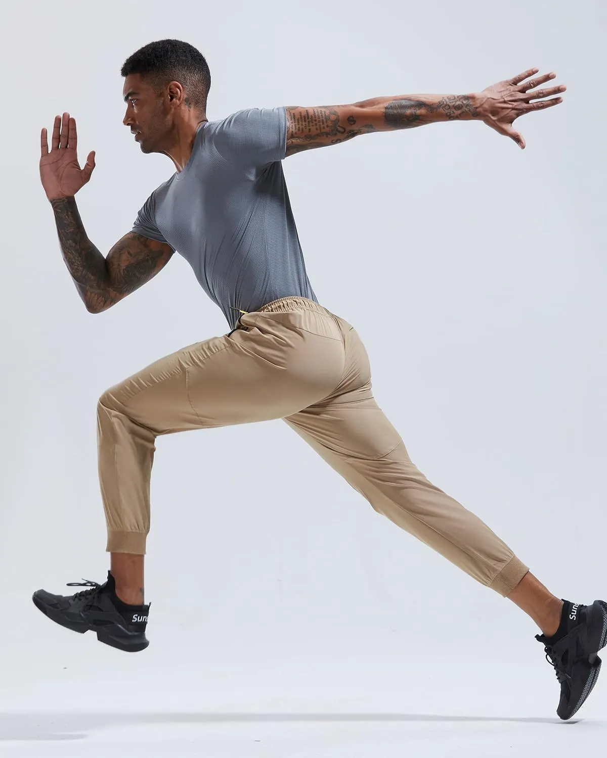 Rapoo Men's Lightweight Joggers Pants Quick Dry Workout Track Running Gym Athletic Pants with 3 Zipper Pockets