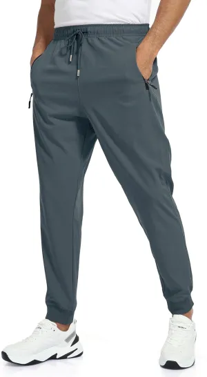 Rapoo Men's Lightweight Joggers Pants Quick Dry Workout Track Running Gym Athletic Pants with 3 Zipper Pockets