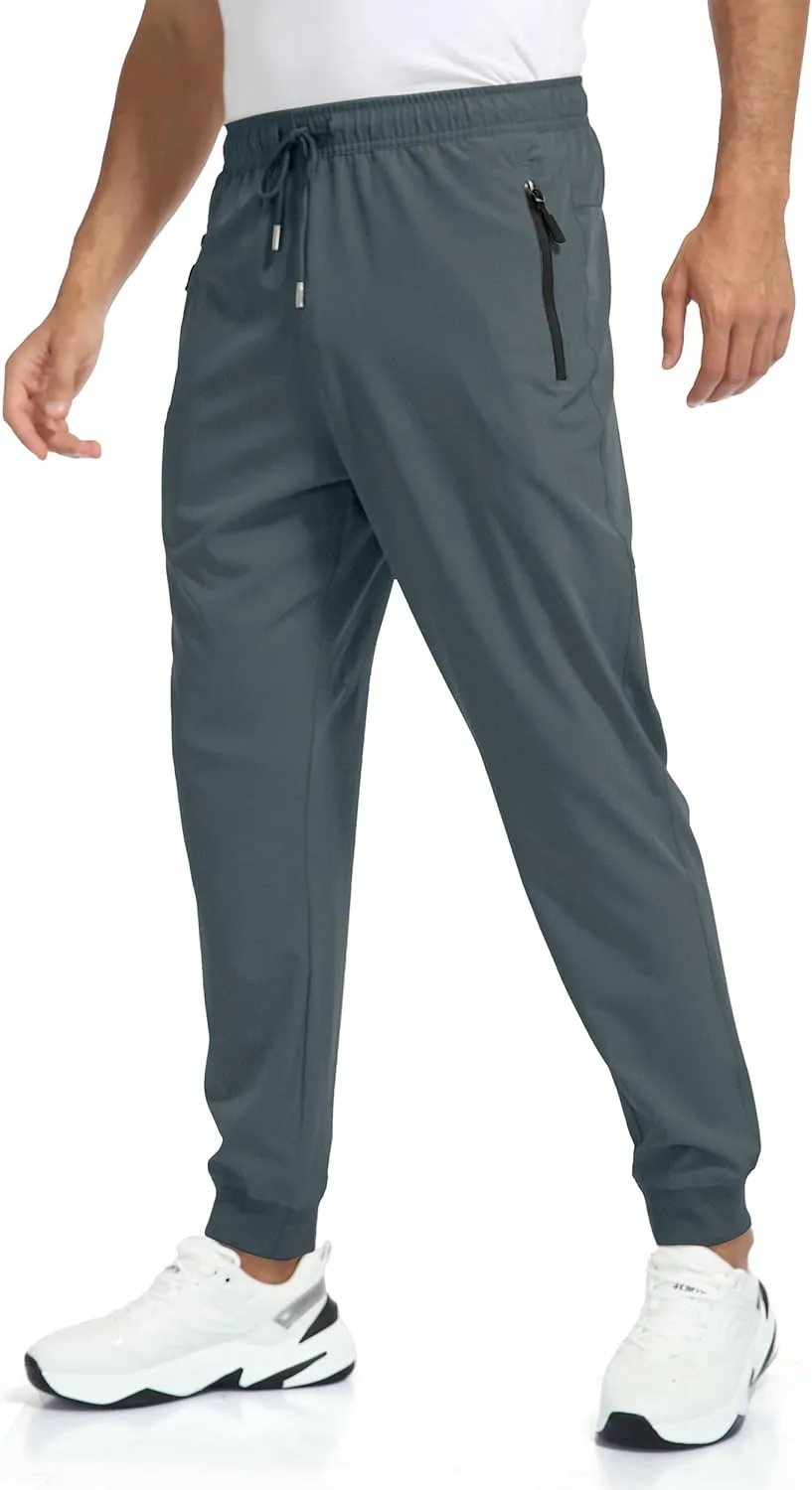 Rapoo Men's Lightweight Joggers Pants Quick Dry Workout Track Running Gym Athletic Pants with 3 Zipper Pockets
